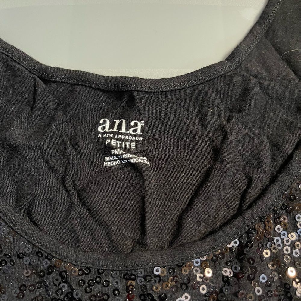 A.N.A Women’s Black Sequin Tank Top Petite Medium - Picture 3 of 4